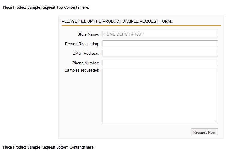 Product Sample Request Form
